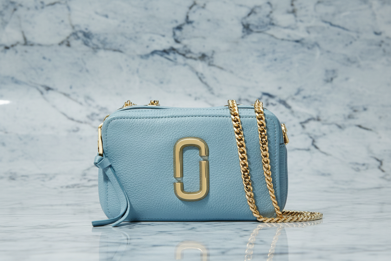 MARC JACOBS GLAM SHOT 21 PEBBLE CALF LEATHER - BLUE