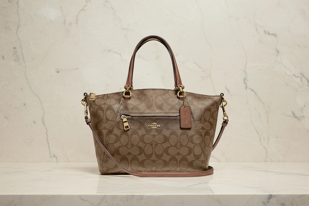 COACH SMALL PRAIRIE SATCHEL IN SIGNATURE CANVAS KHAKI BROWN