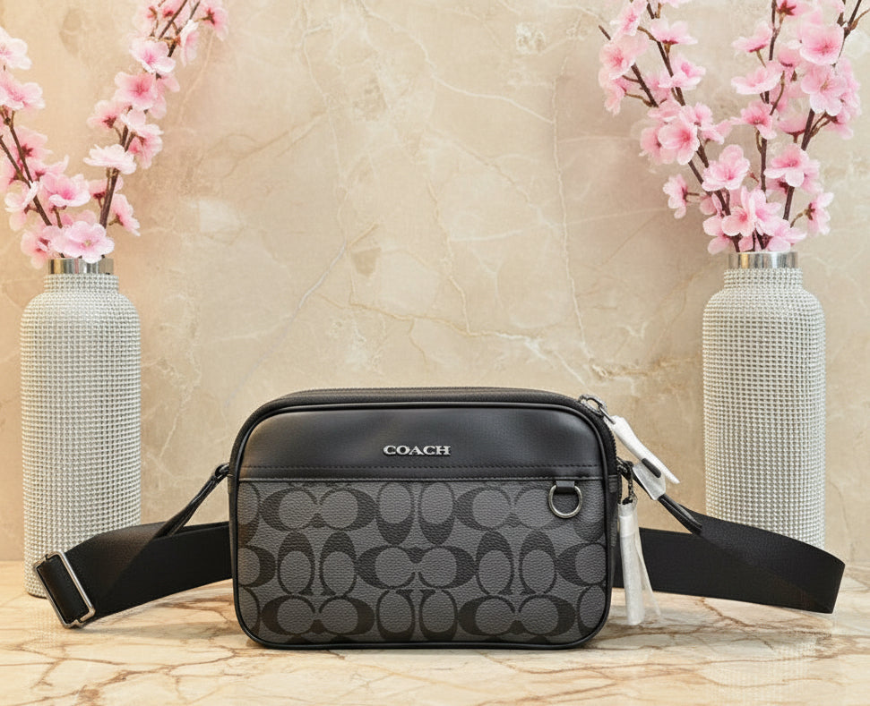 COACH GRAHAM CROSSBODY - SIGNATURE COATED CANVAS/CHARCOAL BLACK