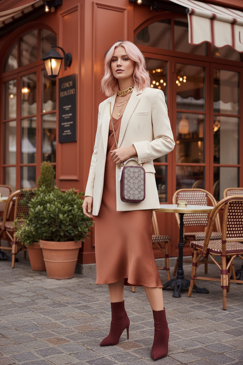 COACH ALIE PHONE CROSSBODY BAG IN SIGNATURE JACQUARD - OAK MAPLE ( FR. BOUTIQUE STORE )