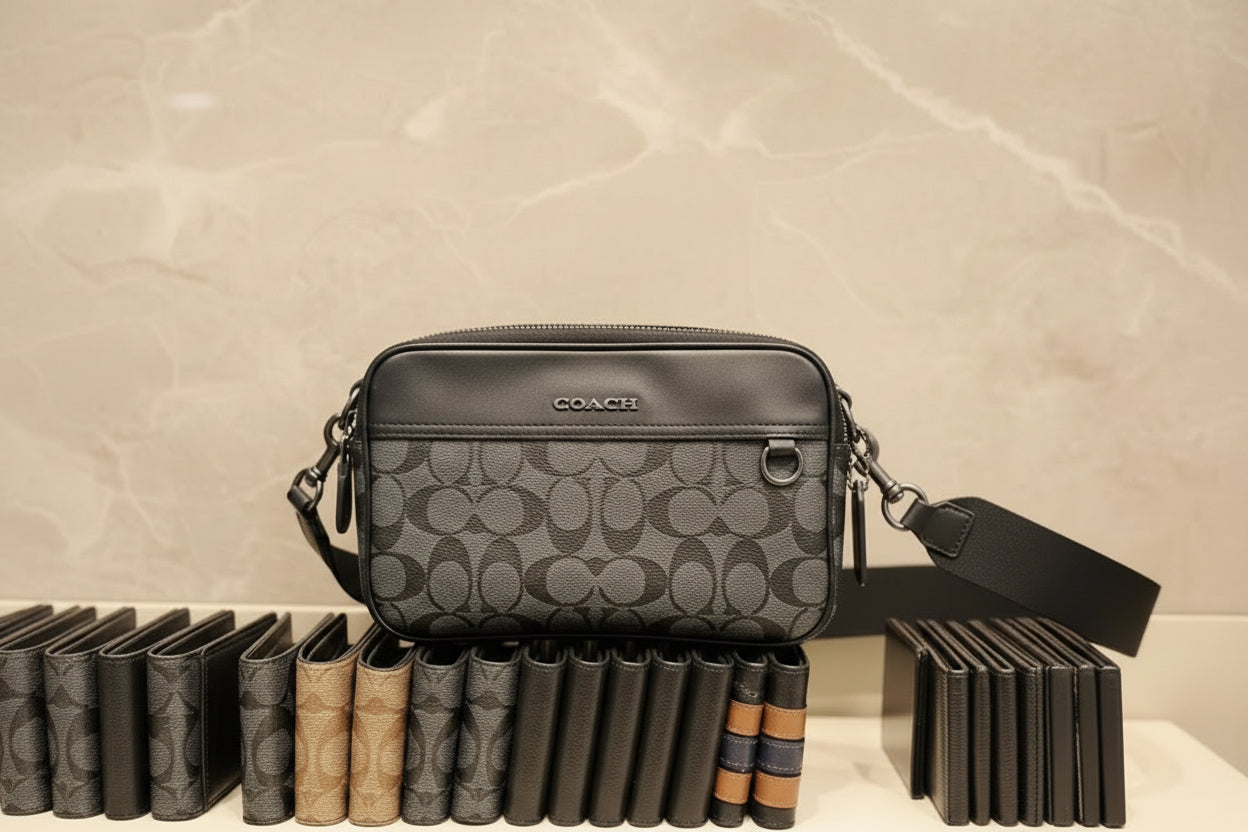 COACH GRAHAM CROSSBODY - SIGNATURE COATED CANVAS/CHARCOAL BLACK