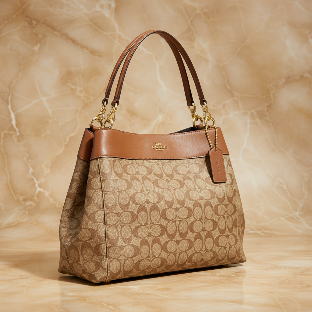 SALE‼️‼️‼️COACH LEXY SHOULDER BAG IN SIGNATURE KHAKI/SADDLE