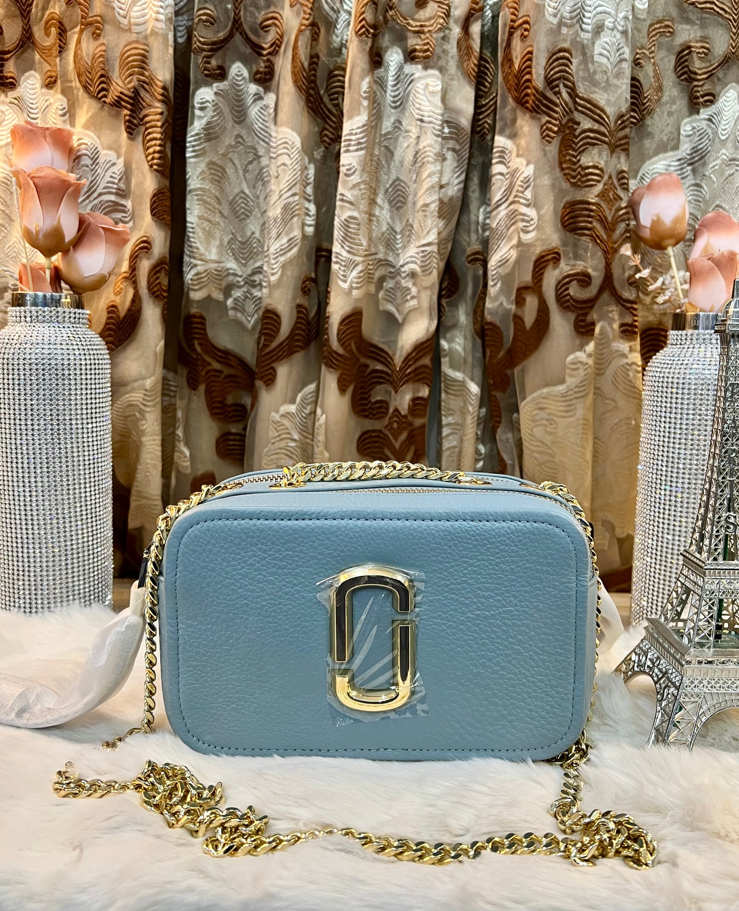 MARC JACOBS GLAM SHOT 21 PEBBLE CALF LEATHER - BLUE