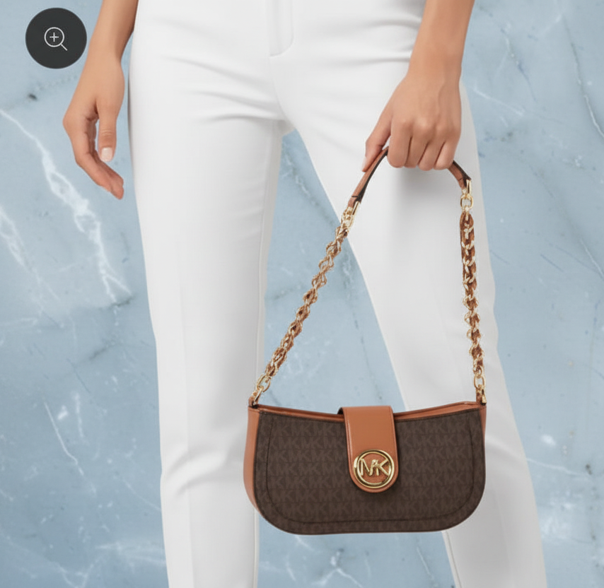 MICHAEL KORS CARMEN LEATHER POUCHETTE SHOULDER BAG ONLY