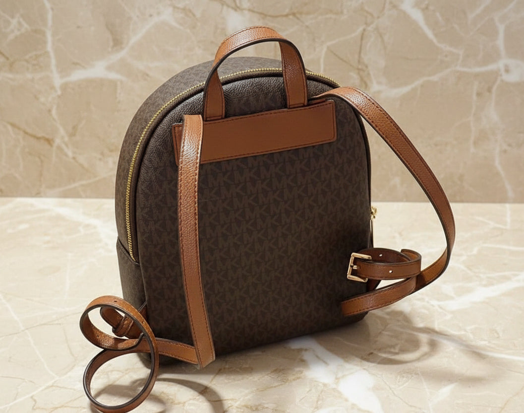 MICHAEL KORS MEDIUM ERIN BACKPACK - SIGNATURE BROWN/WHITE