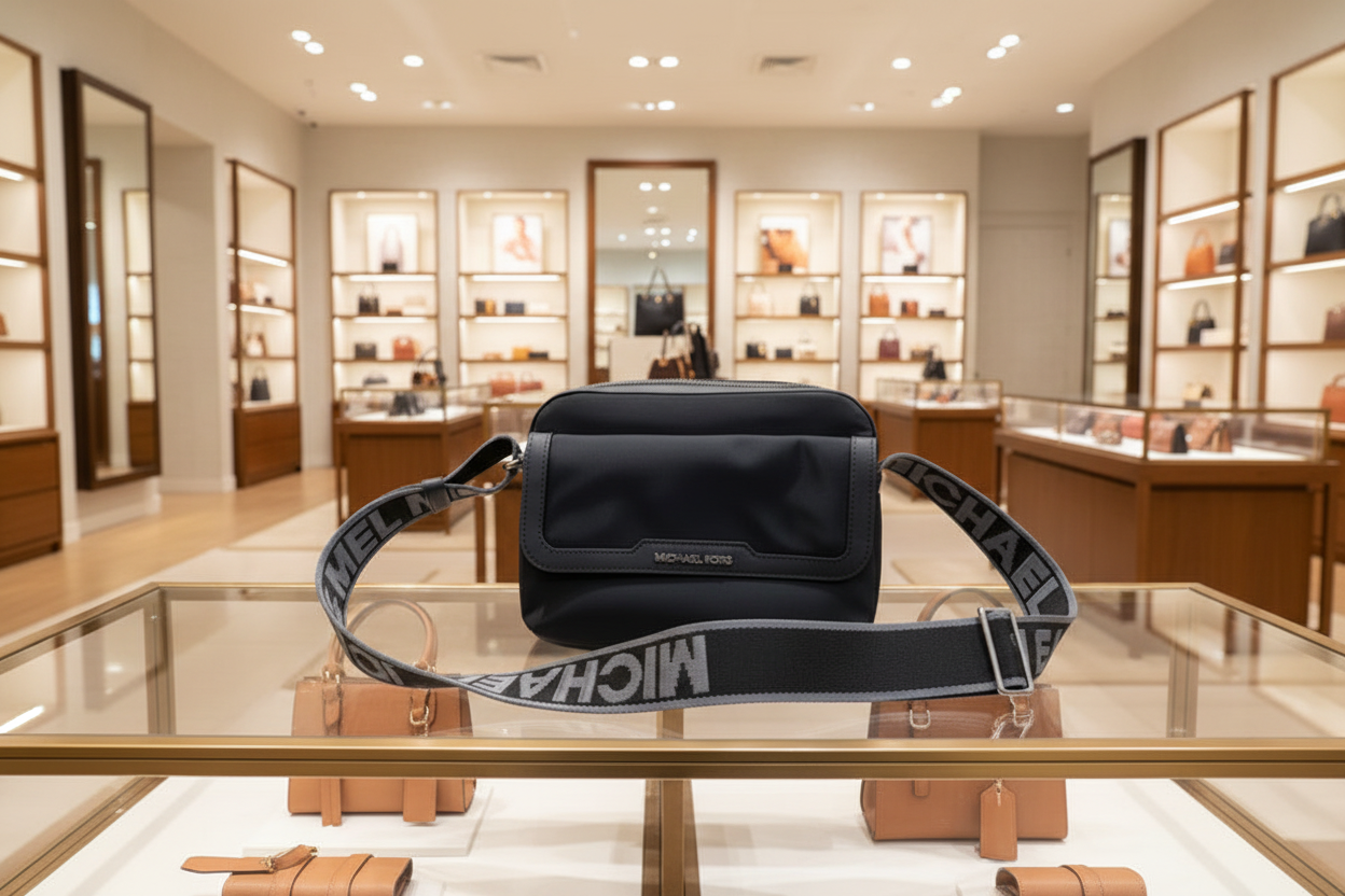 MICHAEL KORS LAUTNER MEDIUM FLAP MESSENGER - NYLON - BLACK