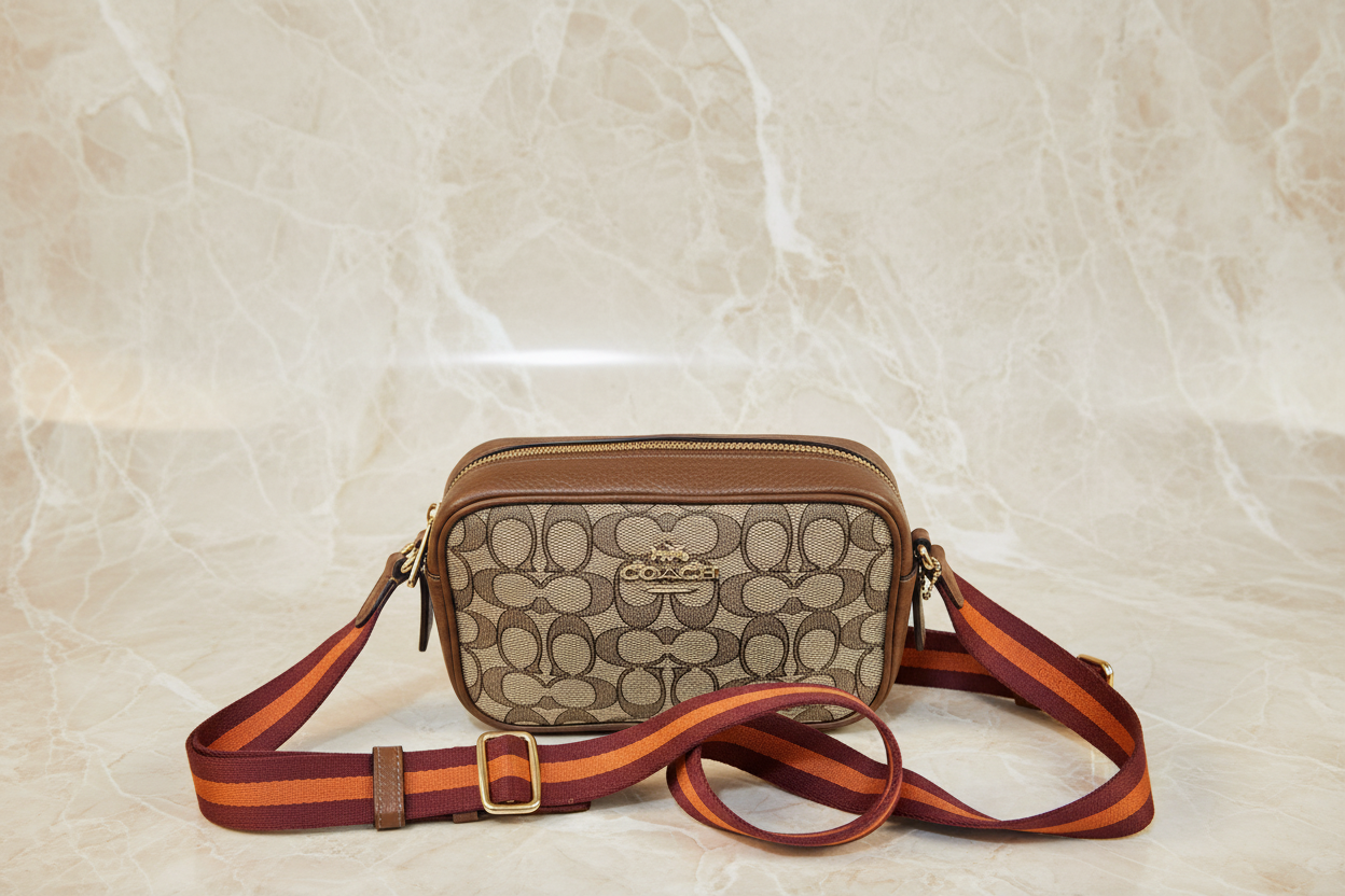 COACH JAMIE CAMERA BAG IN JACQUARD SIGNATURE - THICK STRAP
