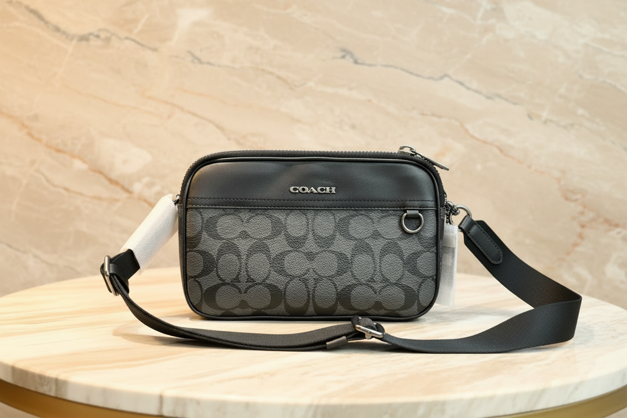 COACH GRAHAM CROSSBODY - SIGNATURE COATED CANVAS/CHARCOAL BLACK