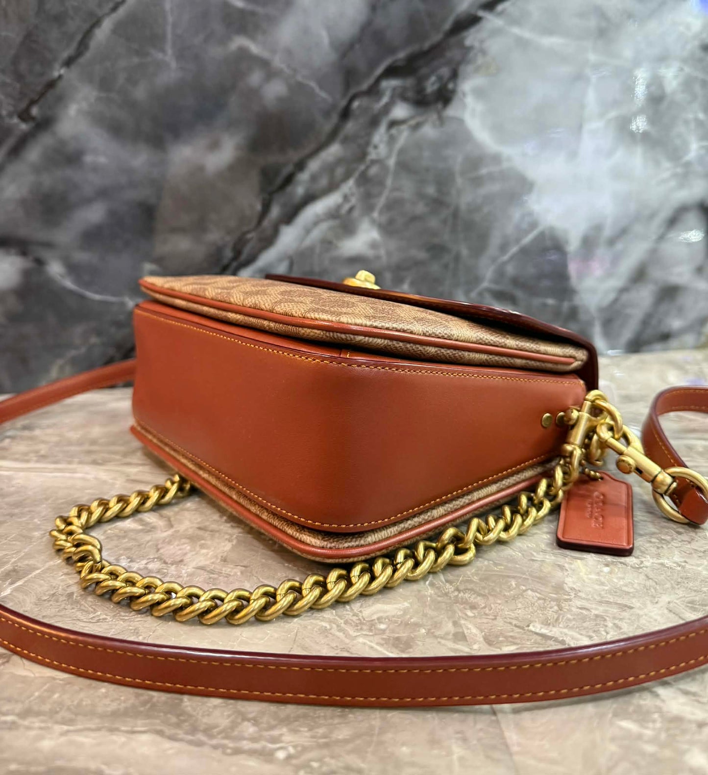 COACH CASSIE 19 3 in 1/ 3 STRAP IN SIGNATURE CANVAS - TAN RUST - MISSING PRICE TAG