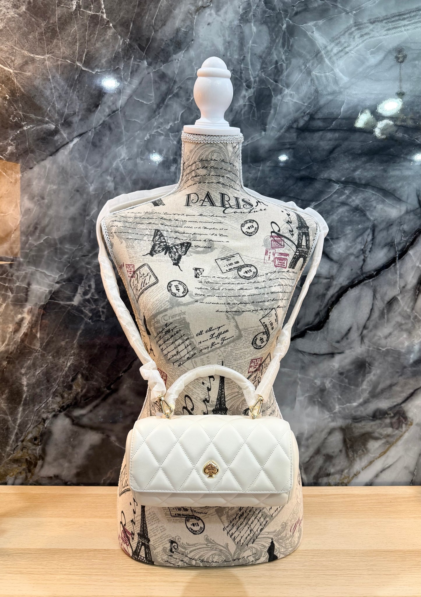 KATE SPADE QUILTED HEART BARREL TOP HANDLE/CROSSBODY - SMALL - MERINGUE