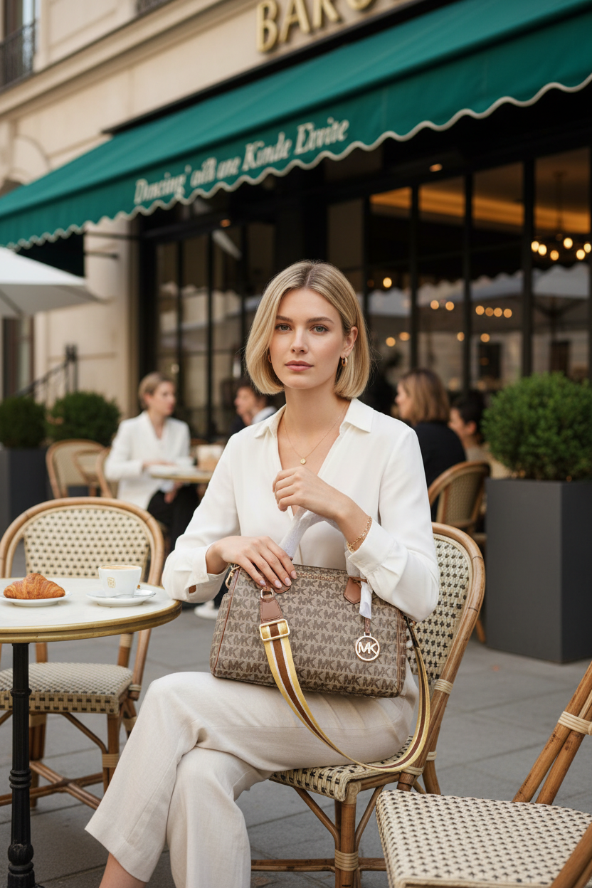 BUNDLE ‼️ MICHAEL KORS BEDFORD DUFFLE LARGE IN SIGNATURE JACQUARD & MEDIUM BIFOLD CORNER ZIP WALLETS