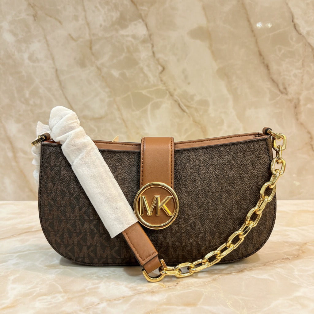 MICHAEL KORS CARMEN LEATHER POUCHETTE SHOULDER BAG ONLY