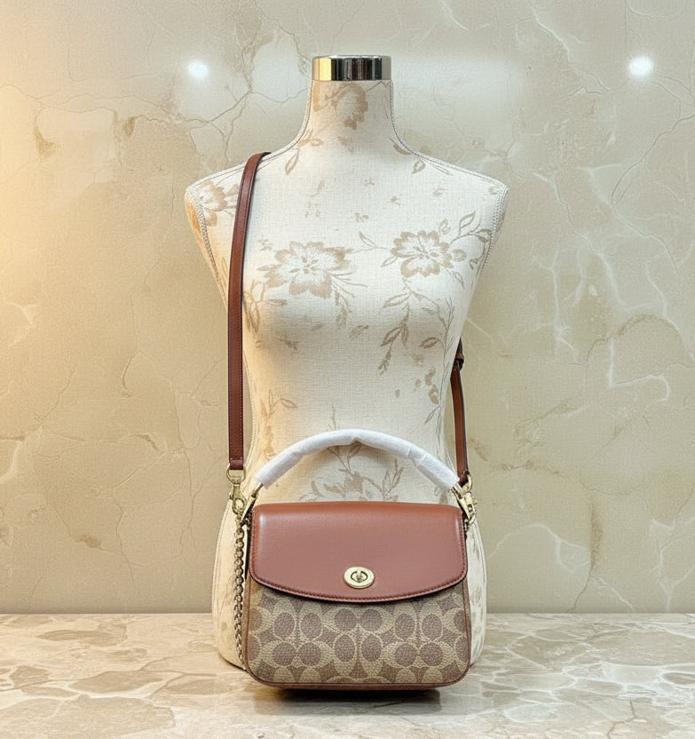 COACH CASSIE 19 3 in 1/ 3 STRAP IN SIGNATURE CANVAS - TAN RUST - MISSING PRICE TAG
