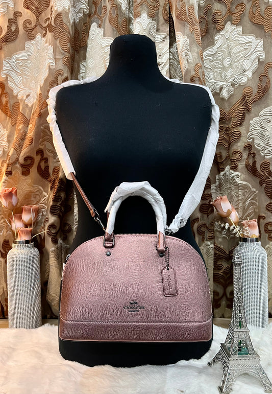 COACH MINI SIERRA SATCHEL - METALLIC DARK BLUSH