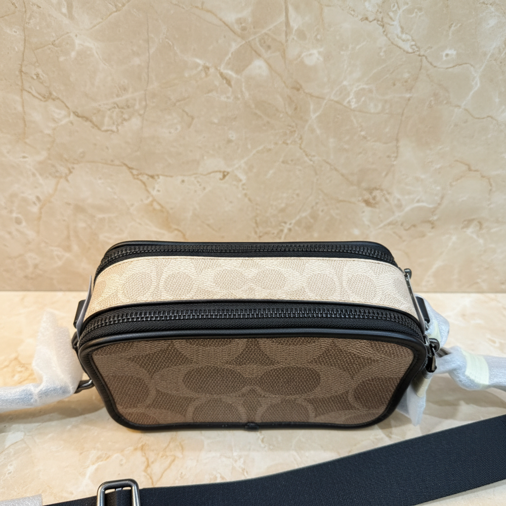 COACH WYATT CAMERA BAG - MULTI COLOR BLOCKED SAND/TAN