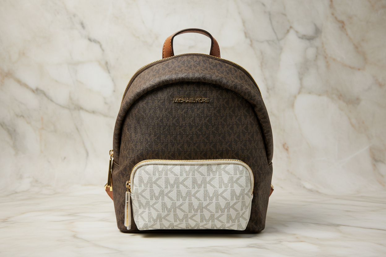 MICHAEL KORS MEDIUM ERIN BACKPACK - SIGNATURE BROWN/WHITE