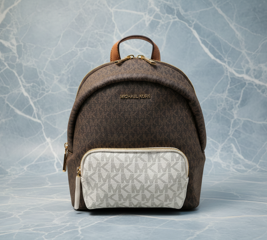 MICHAEL KORS MEDIUM ERIN BACKPACK - SIGNATURE BROWN/WHITE