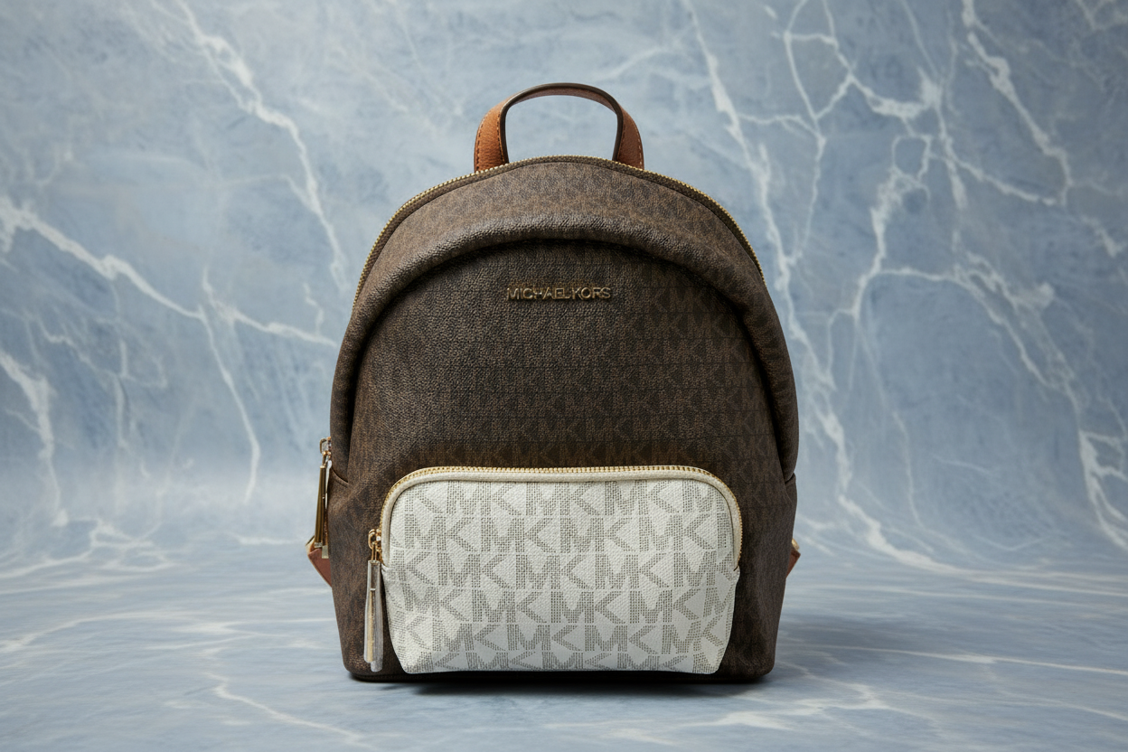 MICHAEL KORS MEDIUM ERIN BACKPACK - SIGNATURE BROWN/WHITE