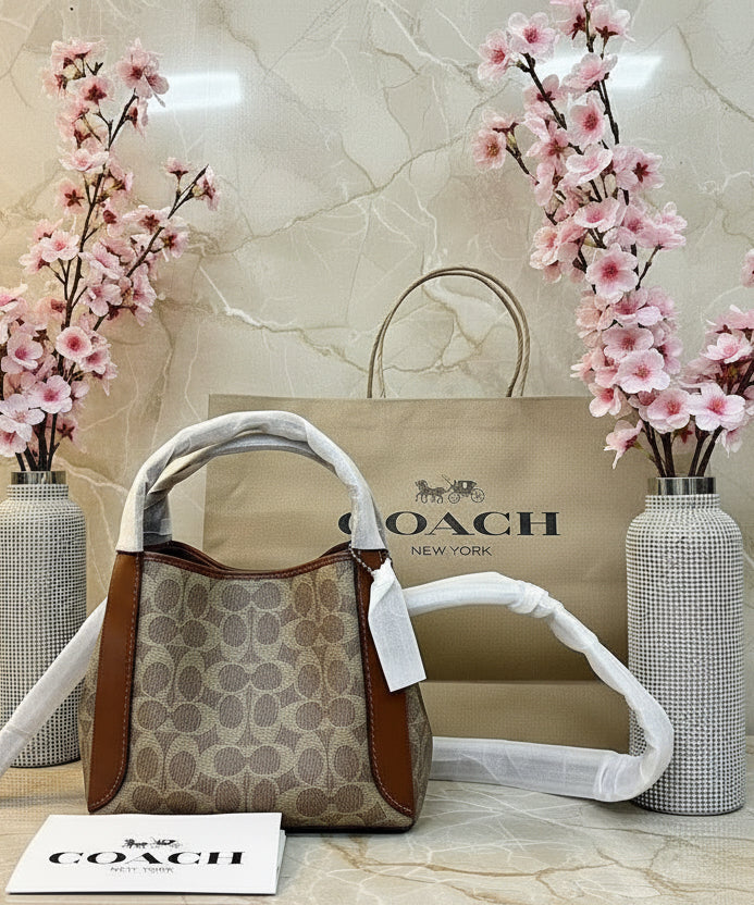 COACH HADLEY HOBO 21 - SIGNATURE CANVAS TAN RUST