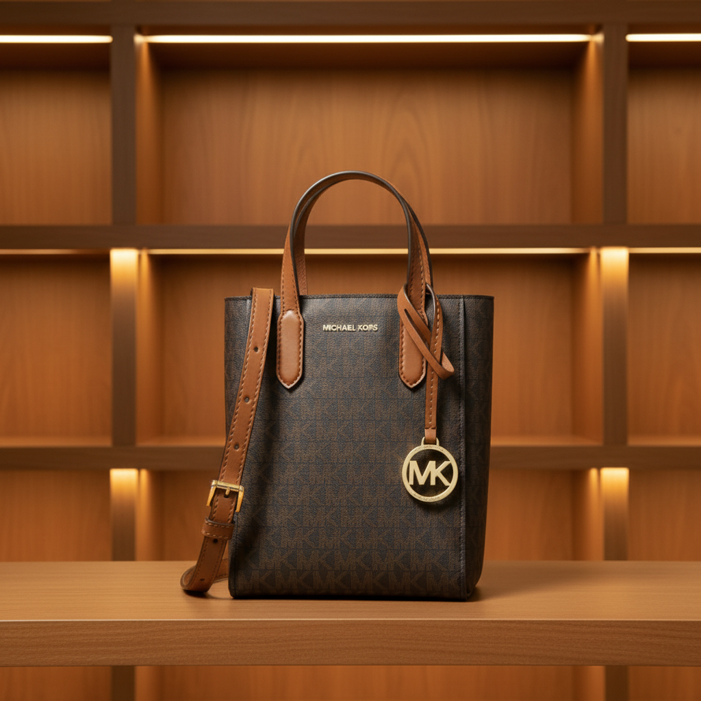 MICHAEL KORS SINCLAIR XS SIGNATURE LOGO CROSSBODY BAG - BROWN/ACORN ( RETAIL ITEM ) NO DUSTBAG/NO PAPERBAG