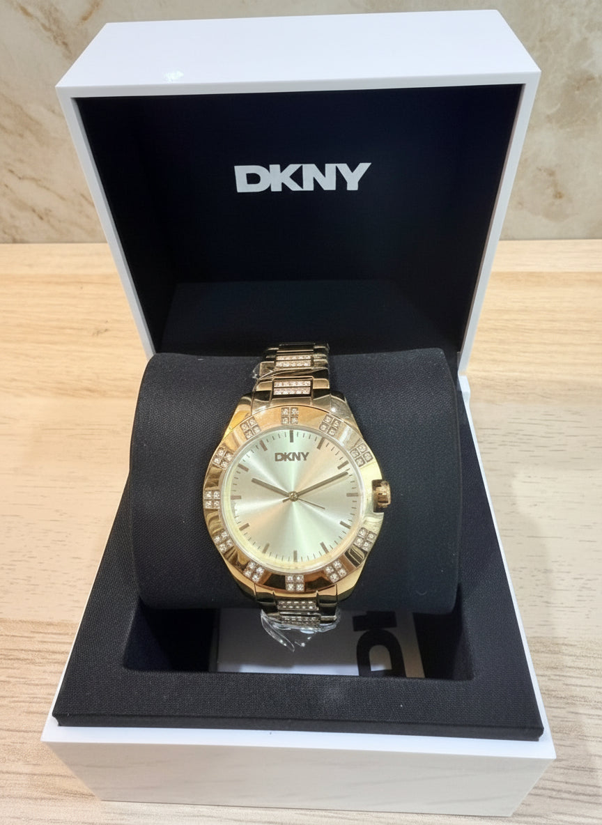 DKNY GLITZ GOLD WATCH