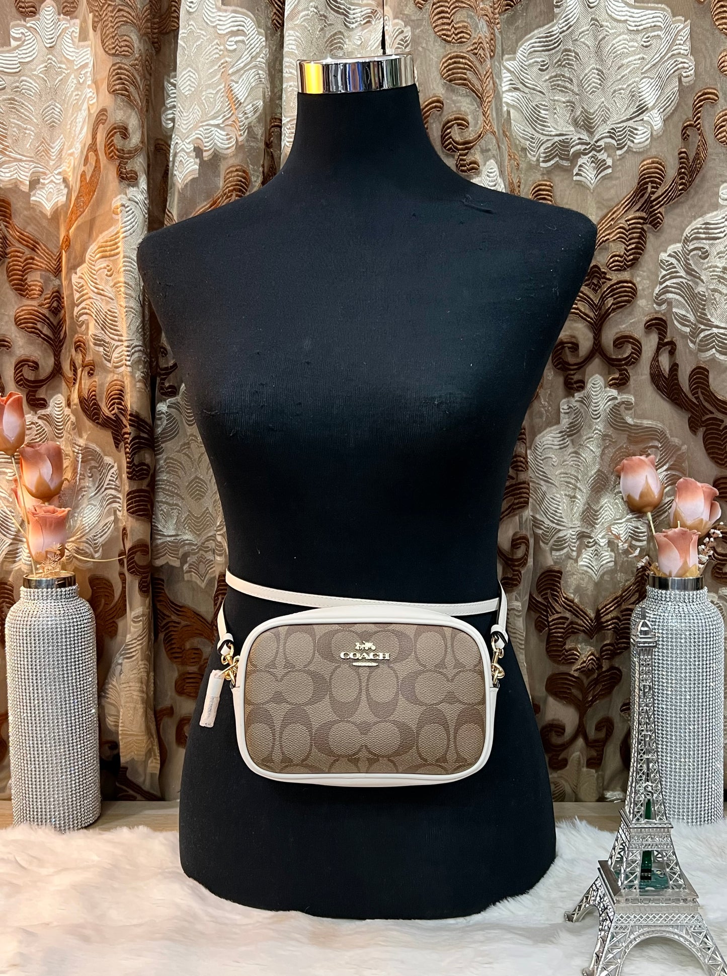 COACH 2 in 1 CONVERTIBLE CROSSBODY/BELTBAG ( 1 CROSSBODY STRAP ONLY ) IN SIGNATURE KHAKI/IVORY