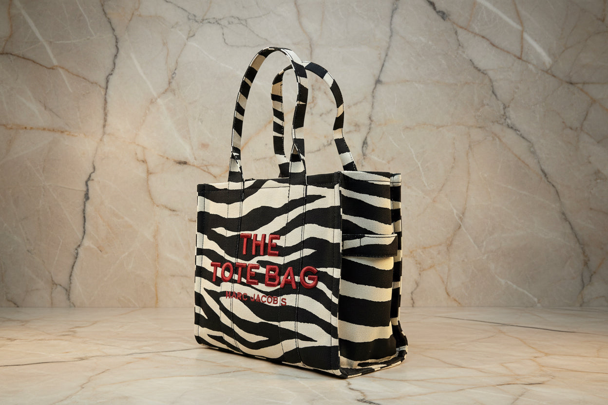 حقيبة سفر كبيرة من قماش مارك جاكوبس بنقشة جلد الحمار الوحشي