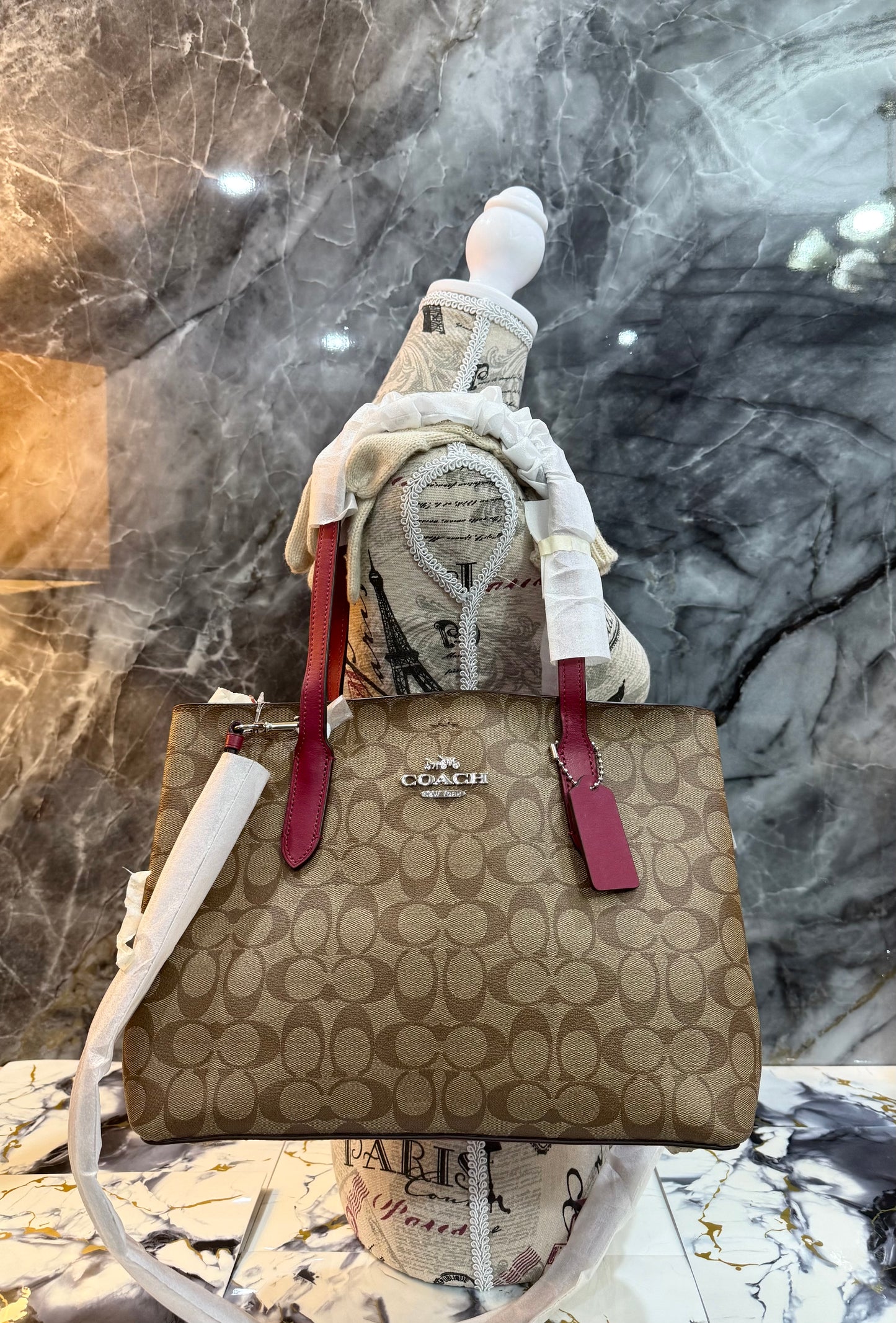 COACH AVENUE CARRYALL IN SIGNATURE BROWN/PINK