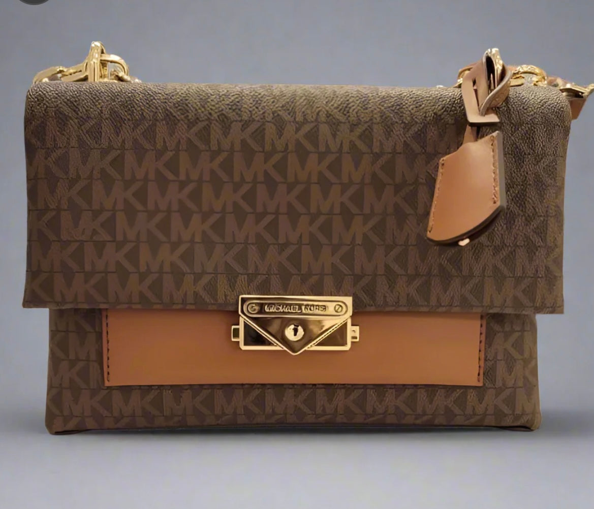 MICHAEL KORS CECE MEDIUM FLAP MONO BROWN