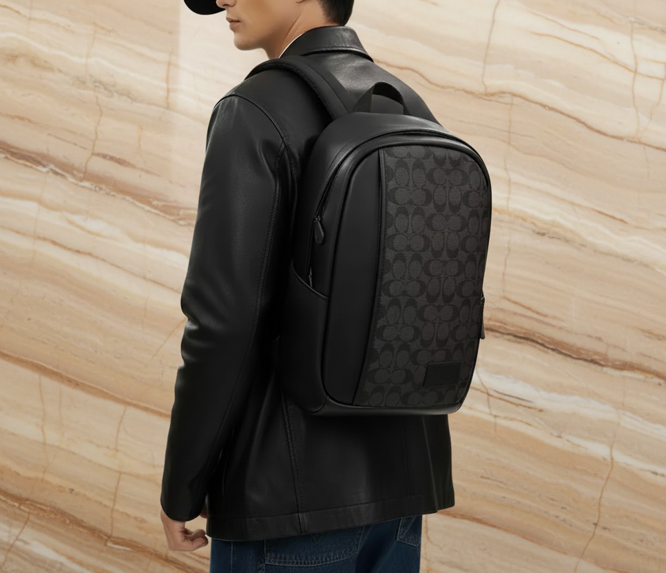COACH LARGE BACKPACK - SIGNATURE CHARCOAL BLACK