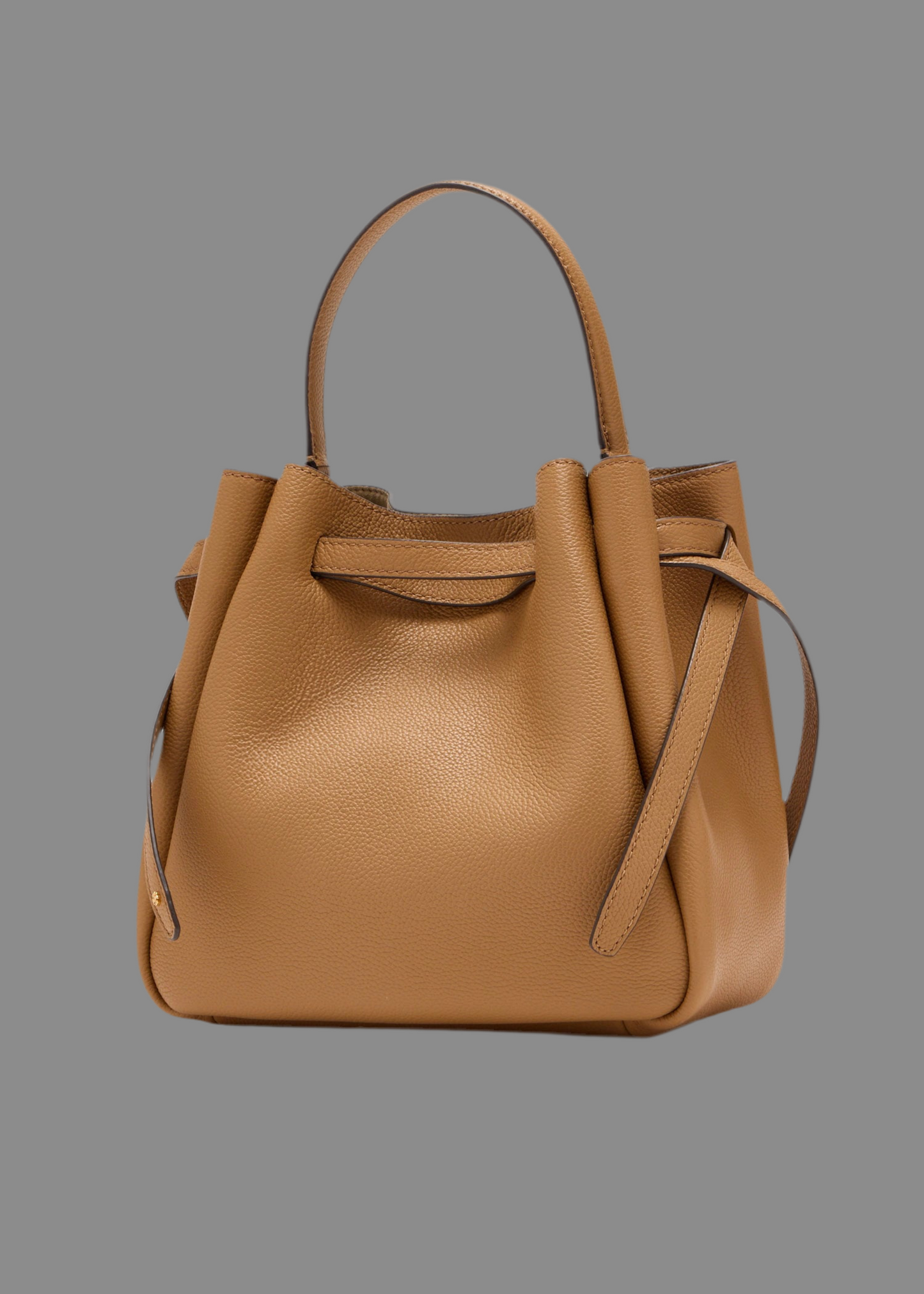 SALE!!! WITH CREASE IN FRONT DUE TO CARGO HANDLING - TORY BURCH SMALL ROMY BUCKET - BROWN