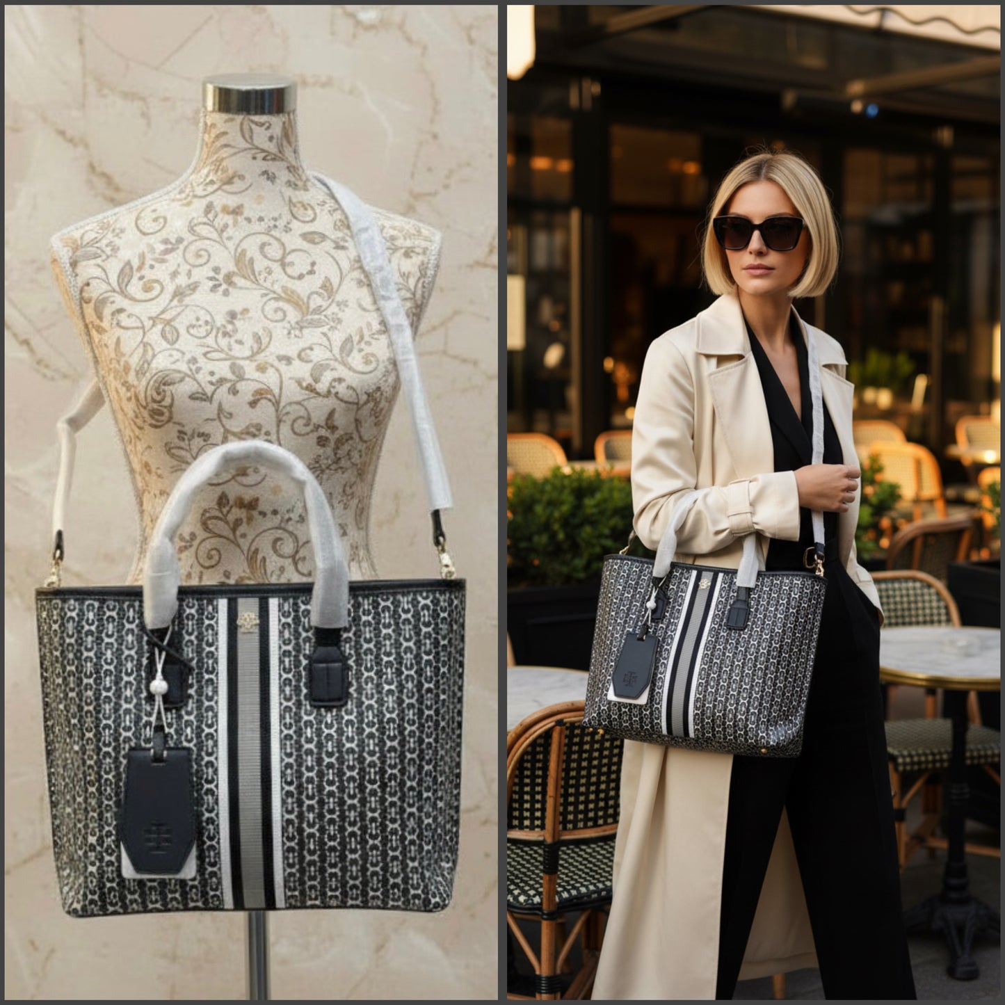 TORY BURCH GEMINI LINK ZIP TOP TOTE SMALL CANVAS
