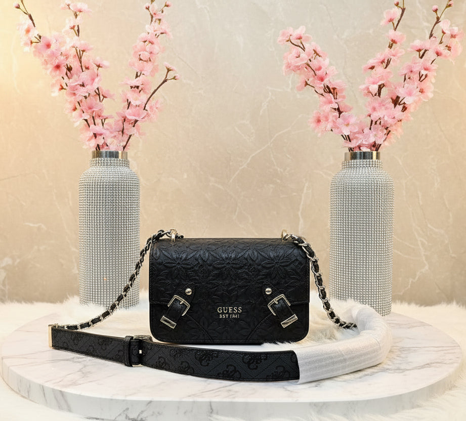 GUESS DIDI MONO CROSSBODY CHAIN - CHARCOAL BLACK