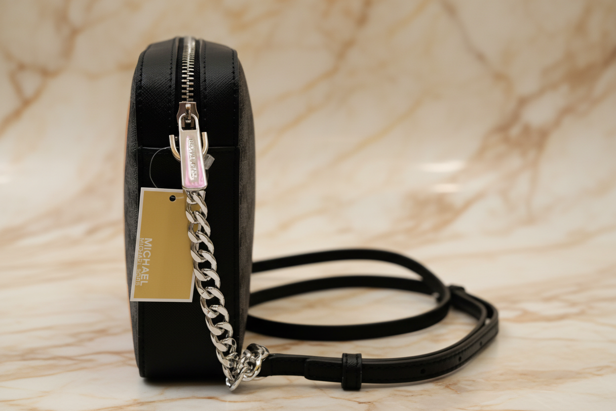 MICHAEL KORS EW JET SET CAMERA BAG MONOGRAM BLACK-GREY - PVC LEATHER ( BOUTIQUE STORE )