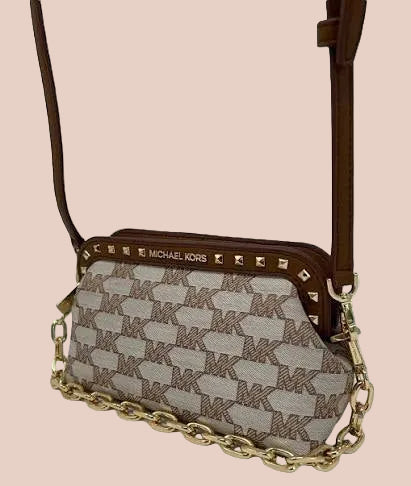 MICHAEL KORS JACQUARD LIVIA CLOUD SMALL CLUTCH/CROSSBODY