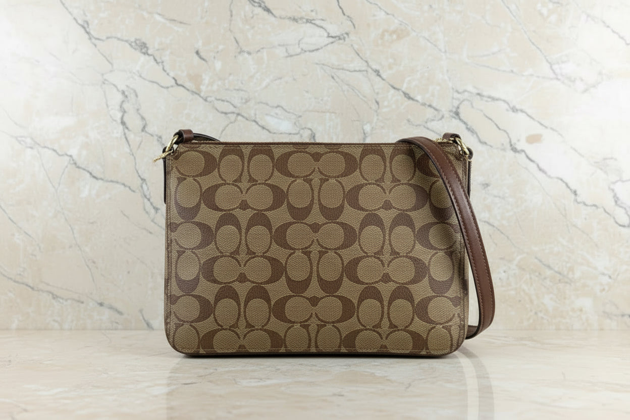 COACH GALLERY FILE CROSSBODY IN SIGNATURE CANVAS - KHAKI BROWN