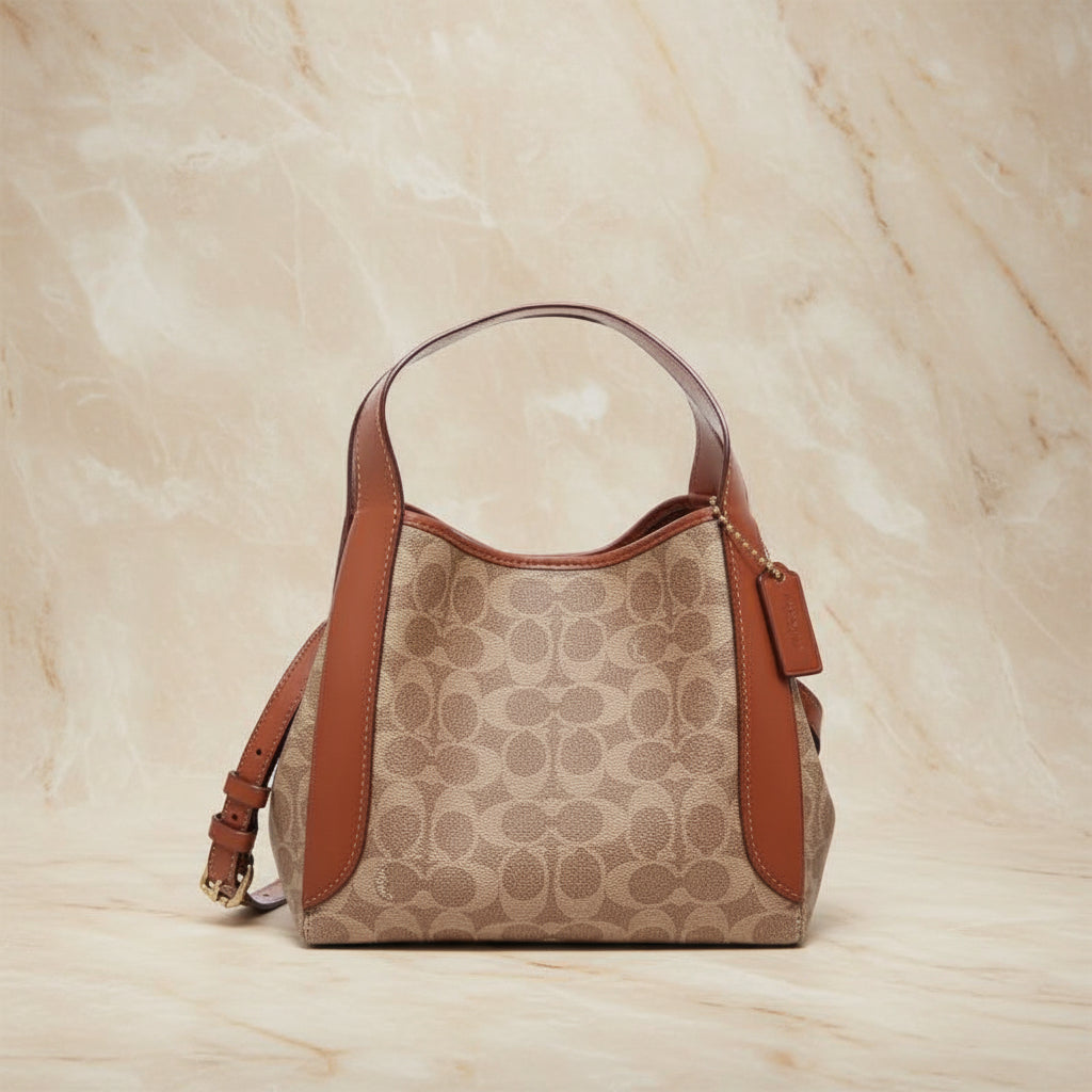 COACH HADLEY HOBO 21 - SIGNATURE CANVAS TAN RUST