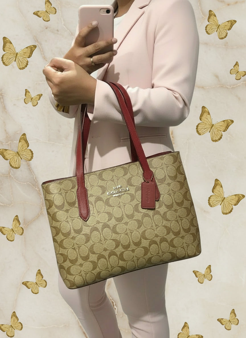 COACH AVENUE CARRYALL IN SIGNATURE BROWN/PINK
