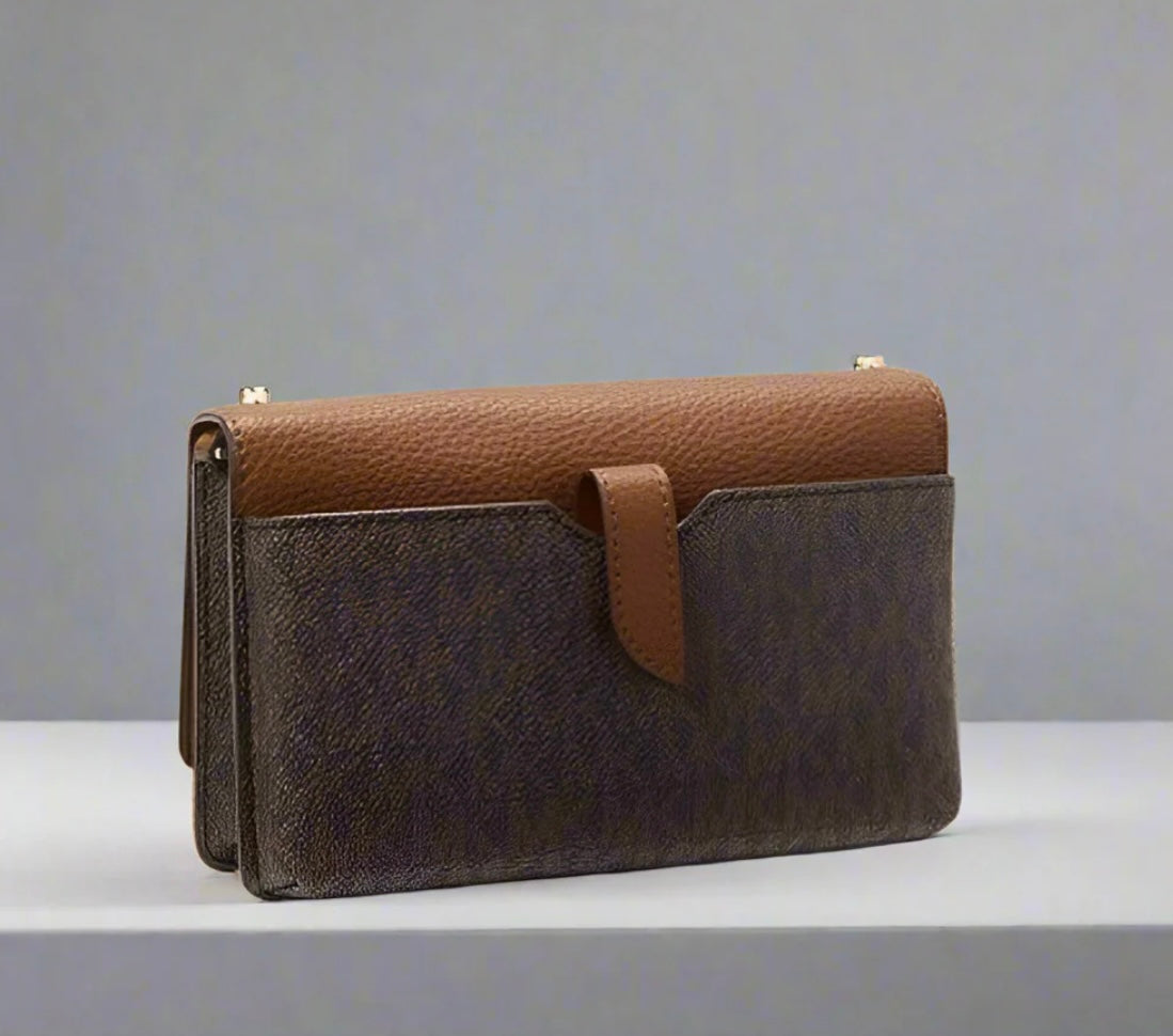 MICHAEL KORS JET SET SMALL STUDDED LOGO MOBILE CROSSBODY ( FROM BOUTIQUE STORE )