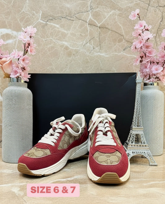 COACH JACQUARD SNEAKERS - SIG BROWN/RED