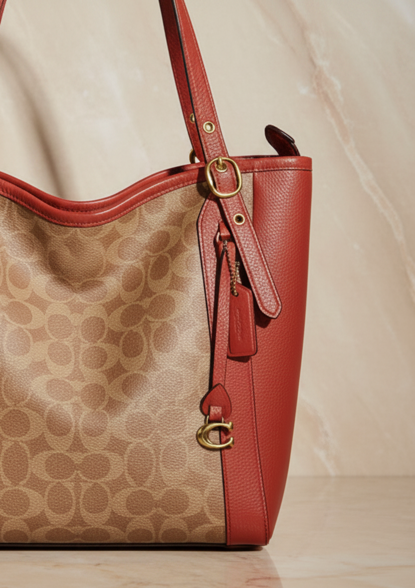 COACH ALANA ZIP TOTE IN SIGNATURE CANVAS - TAN RUST