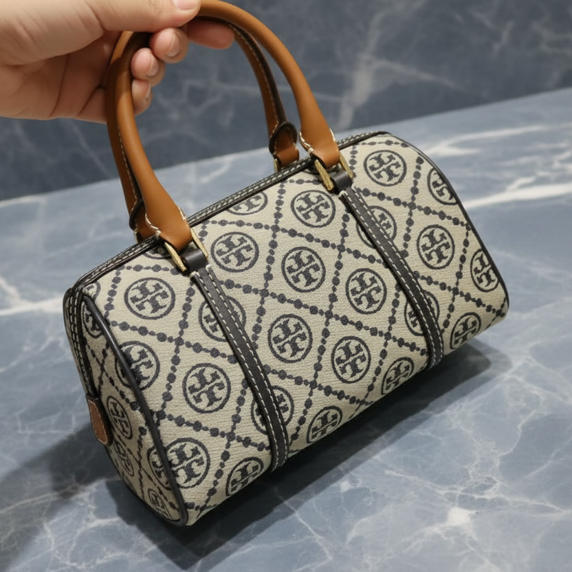 حقيبة توري بورش الصغيرة ذات الأسطوانة/إكس بودي - تي مونوجرام باللون الأزرق الداكن