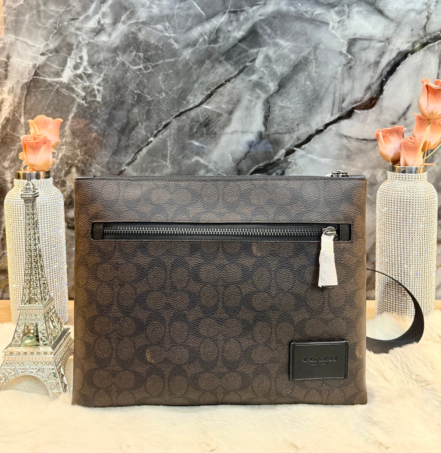 COACH DISCTRICT CROSSBODY BAG IN SIGNATURE CANVAS - MAHOGANY COLOR