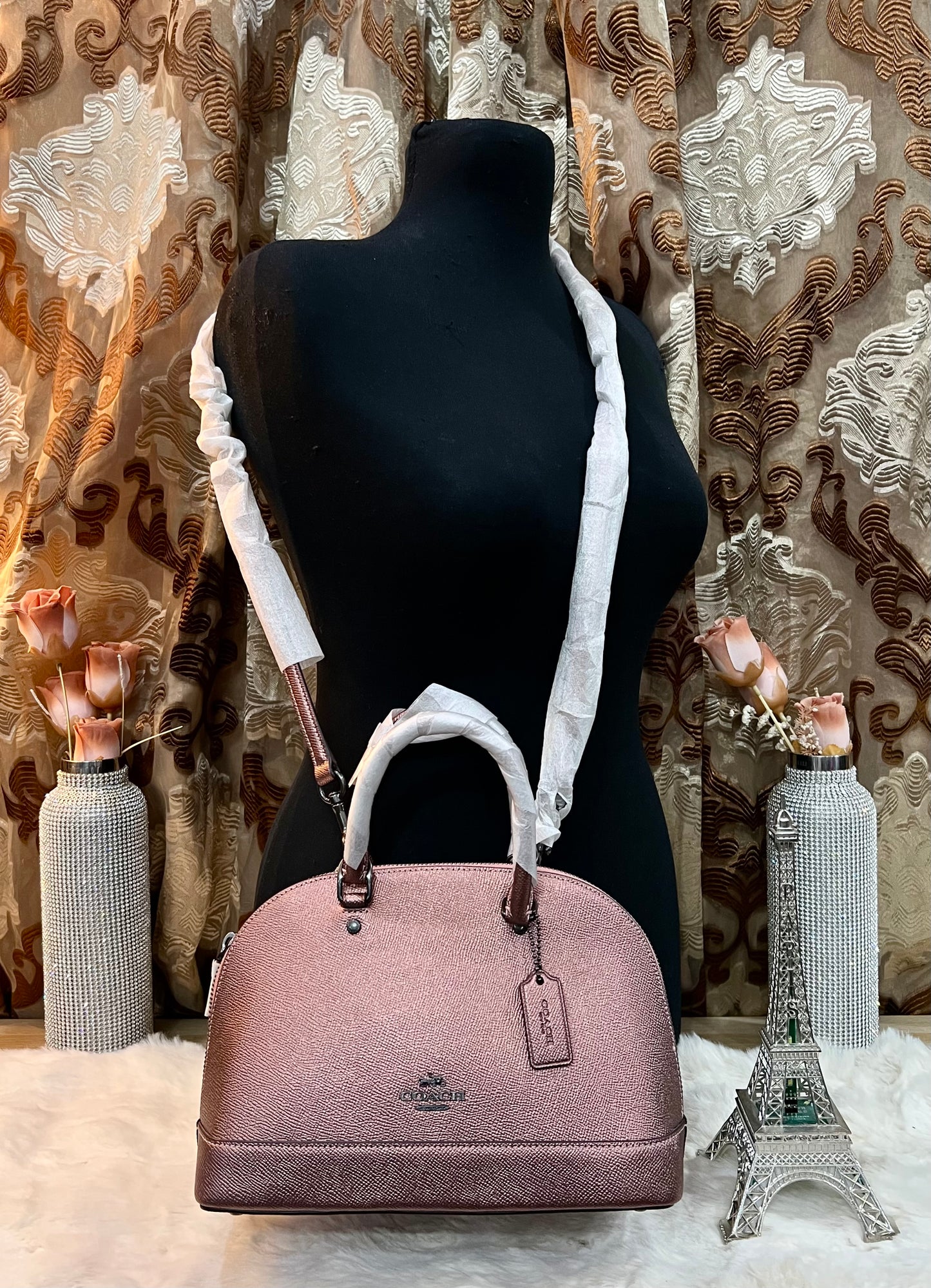 COACH MINI SIERRA SATCHEL - METALLIC DARK BLUSH