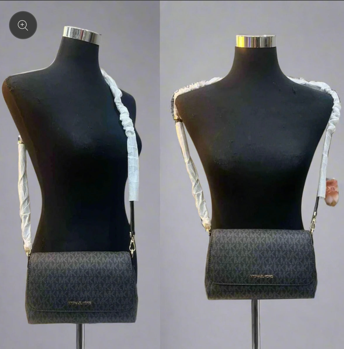 MICHAEL KORS LOGO FLAP CROSSBODY - MONOGRAM BLACK COLOR