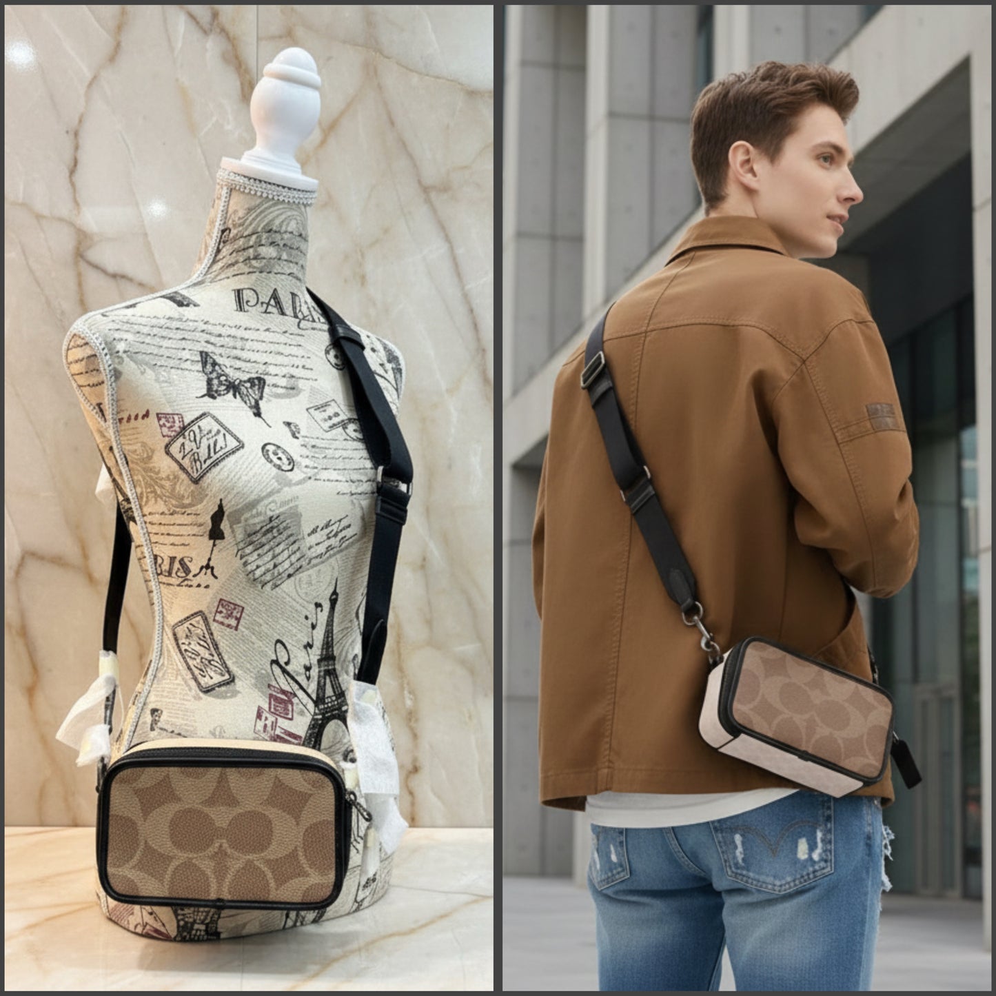 COACH WYATT CAMERA BAG - MULTI COLOR BLOCKED SAND/TAN