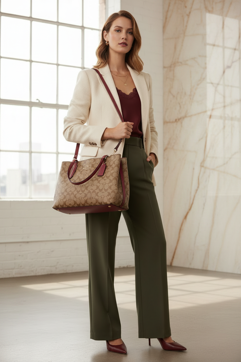 COACH AVENUE CARRYALL IN SIGNATURE BROWN/PINK