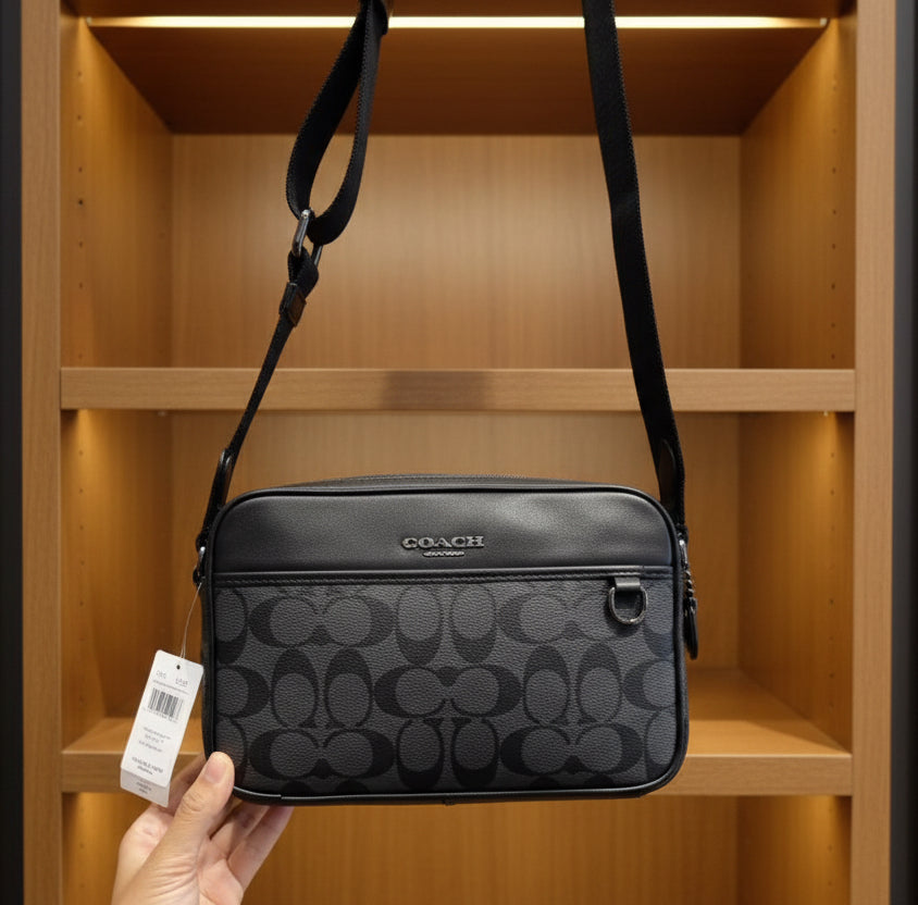 COACH GRAHAM CROSSBODY - SIGNATURE COATED CANVAS/CHARCOAL BLACK