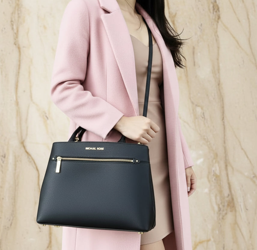MICHAEL KORS HAILEE LARGE SAFFIANO LEATHER SATCHEL