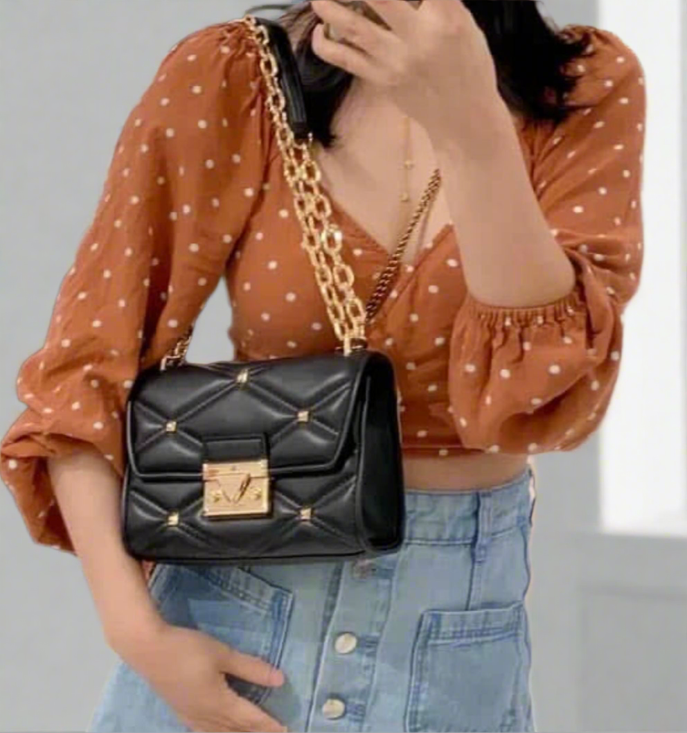 MICHAEL KORS SERENA VEGAN FLAP QUILTED CONVERTIBLE CHAIN SHOULDER BAG/CROSSBODY BAG